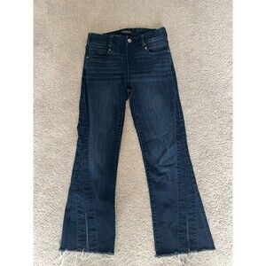 Liverpool Los Angeles Women Blue Jeans 2/26 Frayed Ankle Cuff Bootcut